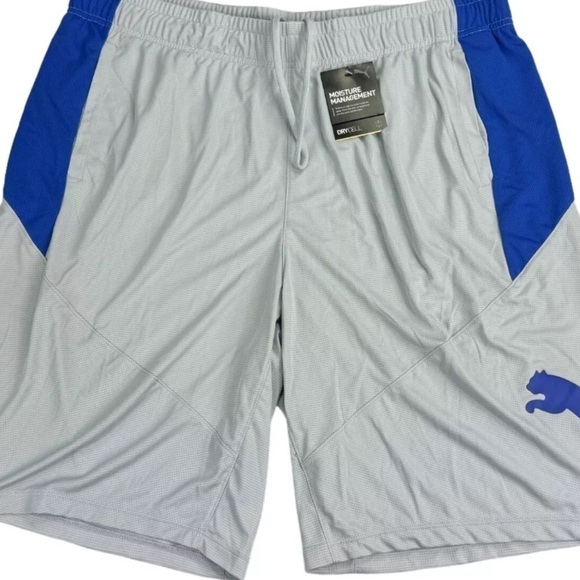 Puma Men's 10" Moisture Wicking Training Cat Shorts Grey/Blue- men short - Picture 8 of 10